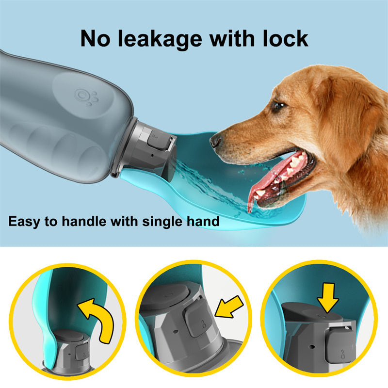 800ml Dog Water Bottle – Portable Leakproof Pet Water Dispenser with Foldable Drinking Bowl