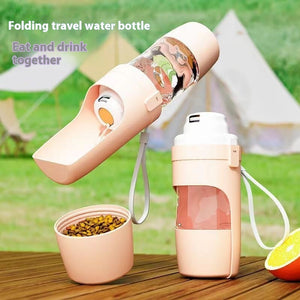 2-in-1 Travel Dog Water Bottle – Portable Pet Water Dispenser & Food Feeder Cup for Outdoor Use